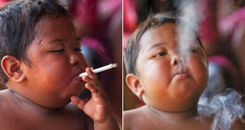 Lembra do bebê que fumava 40 cigarros por dia? Veja como ele está hoje
